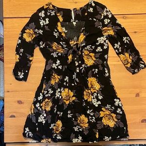 Free people Floral Black and Yellow Dress